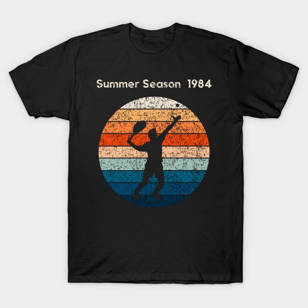 Summer Season 1984 Retro Tennis Outdoor Sports Retro Sunset Design T-Shirt by Up 4 Tee